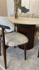 Table à Manger en Céramique Effet Travertin avec 8 Chaises | TRAVELIA