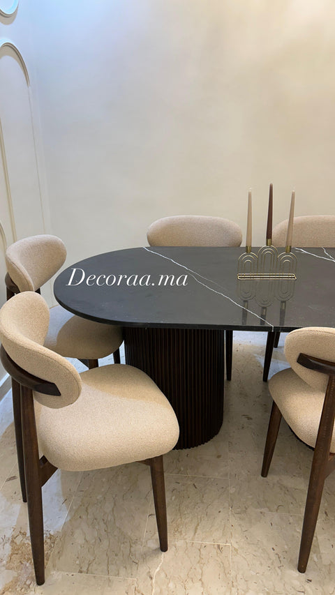 Table à Manger avec Plateau en Marbre de Khénifra et 6 Chaises – MIRANIA