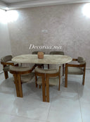 Table à Manger en Travertin Volubilis avec 6 Chaises | VOLUBIA