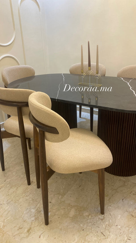 Table à Manger avec Plateau en Marbre de Khénifra et 6 Chaises – MIRANIA