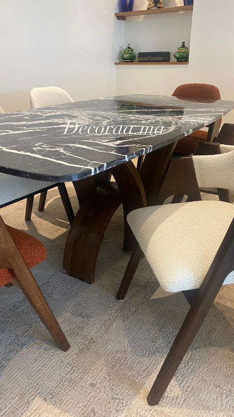 Table à Manger en Marbre de Khénifra avec 6 Chaises | VALERIA