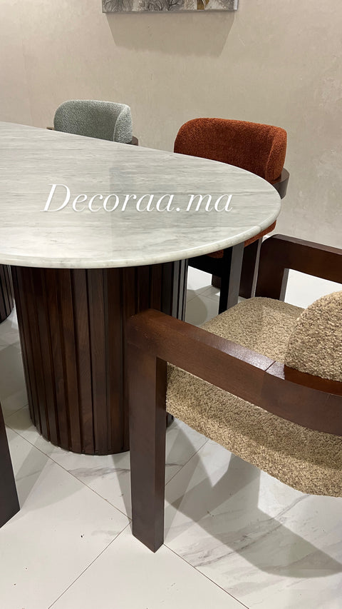 Table à Manger en Marbre de Carrare avec 6 Chaises – Design Élégant | CARRAVIA