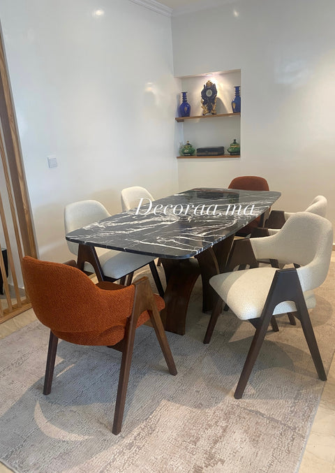 Table à Manger en Marbre de Khénifra avec 6 Chaises | VALERIA