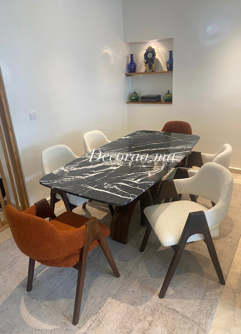 Table à Manger en Marbre de Khénifra avec 6 Chaises | VALERIA