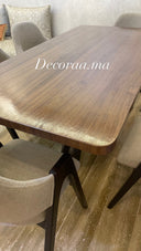 Table à Manger en Bois Massif Plaqué Noyer avec 6 Chaises | ALVENA