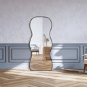 Miroir ondulé pleine longueur en skaï noir ÉLÉVANÉA