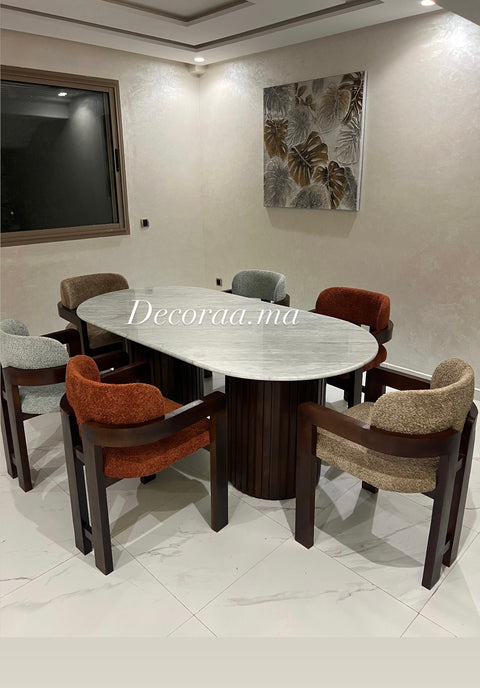 Table à Manger en Marbre de Carrare avec 6 Chaises – Design Élégant | CARRAVIA