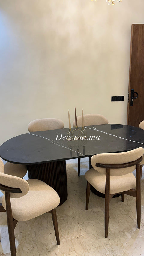 Table à Manger avec Plateau en Marbre de Khénifra et 6 Chaises – MIRANIA