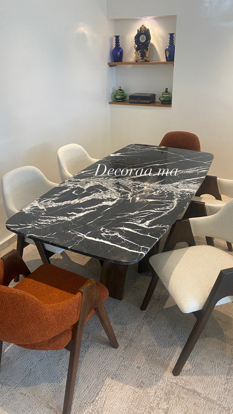 Table à Manger en Marbre de Khénifra avec 6 Chaises | VALERIA