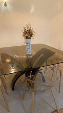 Table en Verre Bronze Sécurisé avec Socle en Bois Massif | AMBRINA
