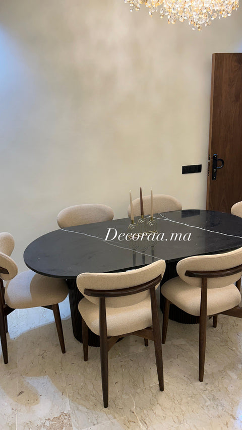 Table à Manger avec Plateau en Marbre de Khénifra et 6 Chaises – MIRANIA