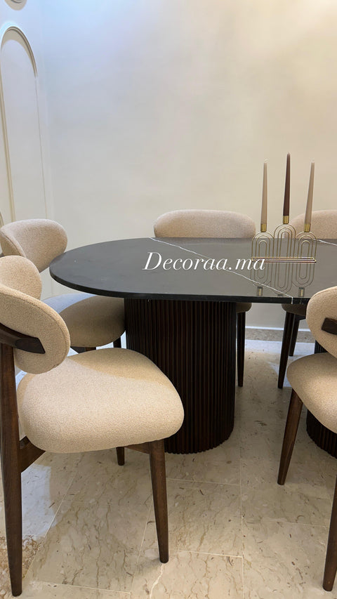 Table à Manger avec Plateau en Marbre de Khénifra et 6 Chaises – MIRANIA