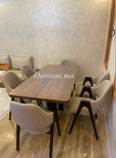 Table à Manger en Bois Massif Plaqué Noyer avec 6 Chaises | ALVENA