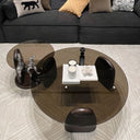 DUO – Table Basse Coffee en Verre Sécurisé et Bois Plaqué Noyer