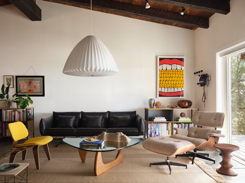 NOGUCHI – Table Basse Sculpturale en Verre Sécurisé et Bois