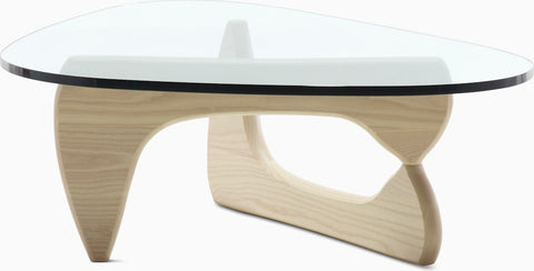NOGUCHI – Table Basse Sculpturale en Verre Sécurisé et Bois