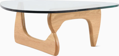 NOGUCHI – Table Basse Sculpturale en Verre Sécurisé et Bois
