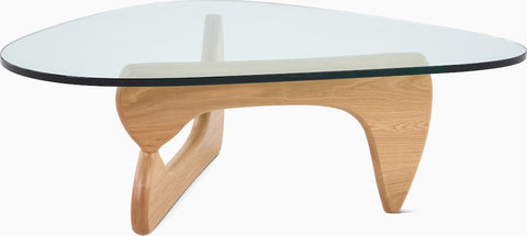 NOGUCHI – Table Basse Sculpturale en Verre Sécurisé et Bois