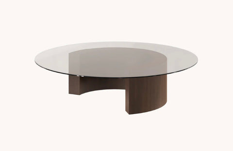 LINVIA – Table Basse en Verre Trempé Sécurisé & Bois Plaqué
