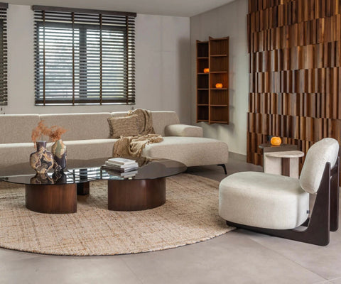 LINVIA – Table Basse en Verre Trempé Sécurisé & Bois Plaqué