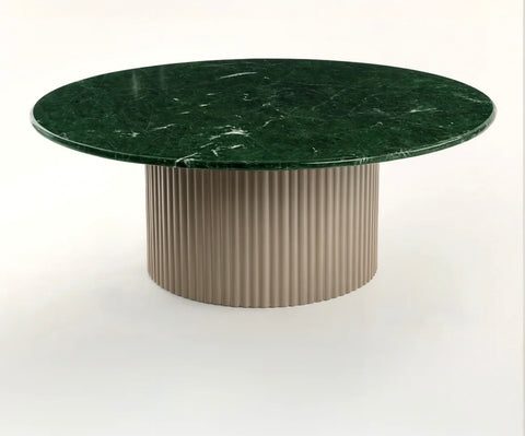 MIRABELA – Table Basse en Marbre avec Socle en Bois Hêtre Bardé Massif