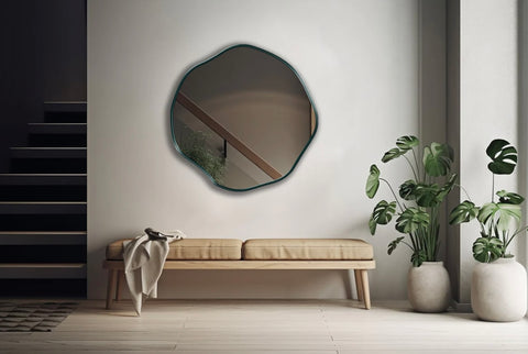 Miroir circulaire asymétrique design moderne pour intérieur contemporain