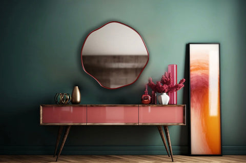 Miroir circulaire asymétrique design moderne pour intérieur contemporain