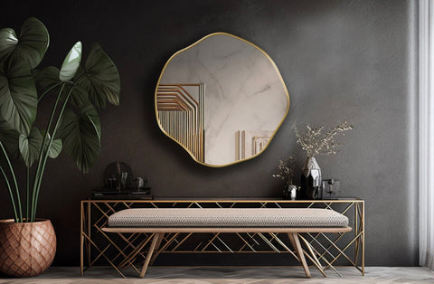 Miroir circulaire asymétrique design moderne pour intérieur contemporain