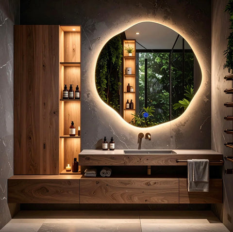 Miroir salle de bain avec LED et lavabo – Éclairage intégré moderne