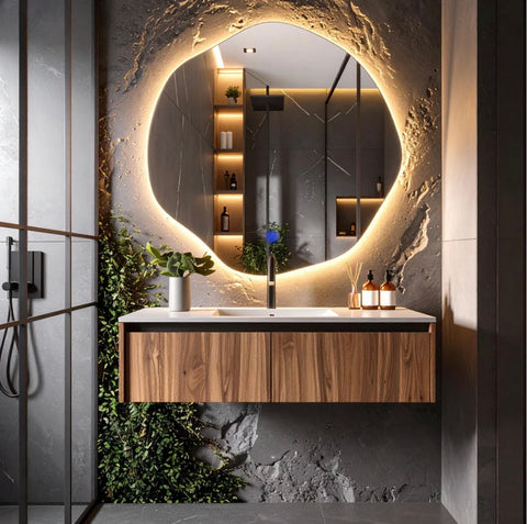 Miroir salle de bain avec LED et lavabo – Éclairage intégré moderne