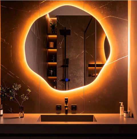 Miroir salle de bain avec LED et lavabo – Éclairage intégré moderne