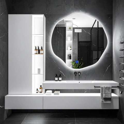 Miroir salle de bain avec LED et lavabo – Éclairage intégré moderne