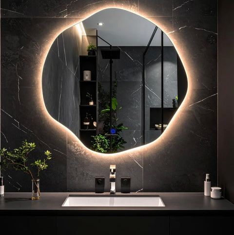Miroir salle de bain avec LED et lavabo – Éclairage intégré moderne