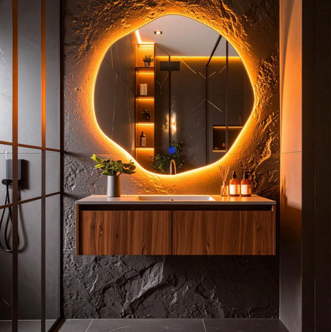 Miroir salle de bain avec LED et lavabo – Éclairage intégré moderne