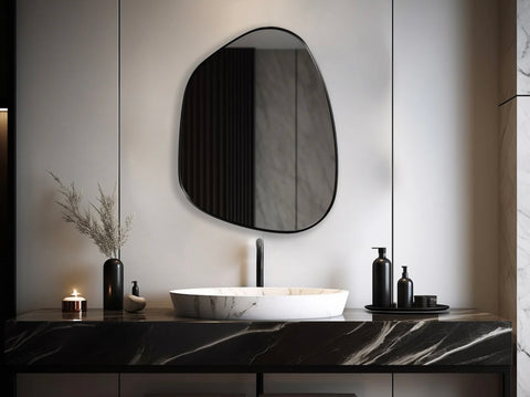 Miroir cerclé d’un cadre en métal