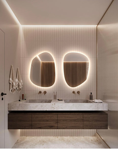 2 miroirs salle de bain avec LED – Éclairage intégré pour intérieur moderne