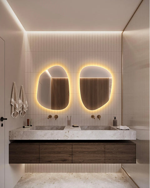 2 miroirs salle de bain avec LED – Éclairage intégré pour intérieur moderne