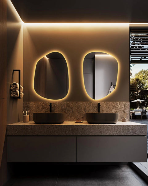 2 miroirs salle de bain avec LED – Éclairage intégré pour intérieur moderne