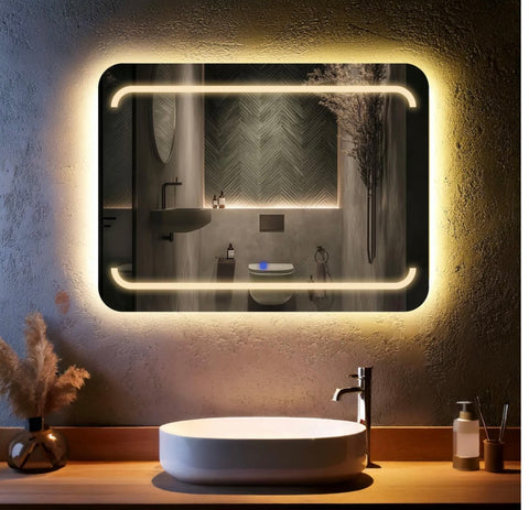 Rectivia – Miroir de courtoisie rectangulaire avec éclairage LED intégré