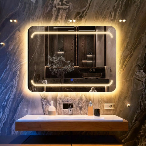 Rectivia – Miroir de courtoisie rectangulaire avec éclairage LED intégré