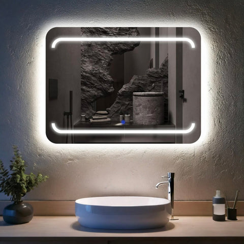 Rectivia – Miroir de courtoisie rectangulaire avec éclairage LED intégré