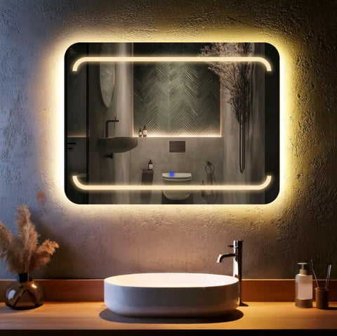 Rectivia – Miroir de courtoisie rectangulaire avec éclairage LED intégré