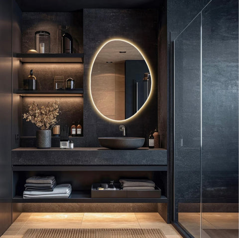 Miroir de courtoisie irrégulier lumineux