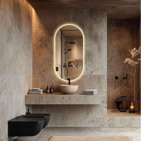 Miroir de Salle de Bain Ovale avec Éclairage LED Intégré