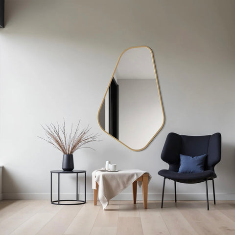 Miroir Mural Noir Asymétrique de Forme Organique