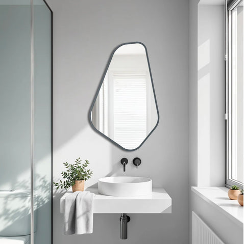 Miroir Mural Noir Asymétrique de Forme Organique