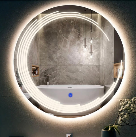 Miroir LED Calyra – Salle de Bain & Lavabo, Finition Sablée au Laser