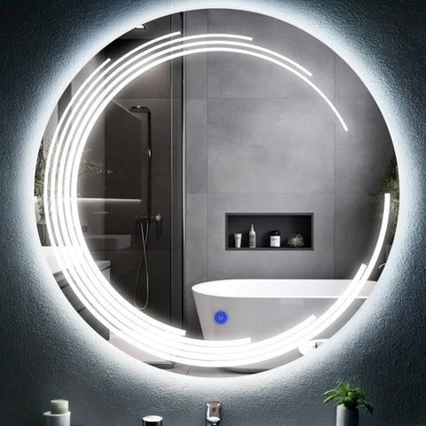 Miroir LED Calyra – Salle de Bain & Lavabo, Finition Sablée au Laser