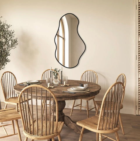 Onyra – Miroir Mural Décoratif en Skaï Noir