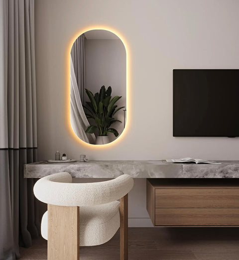 Lot de 2 Miroirs Ovalys LED – Salle de Bain avec Éclairage Intégré